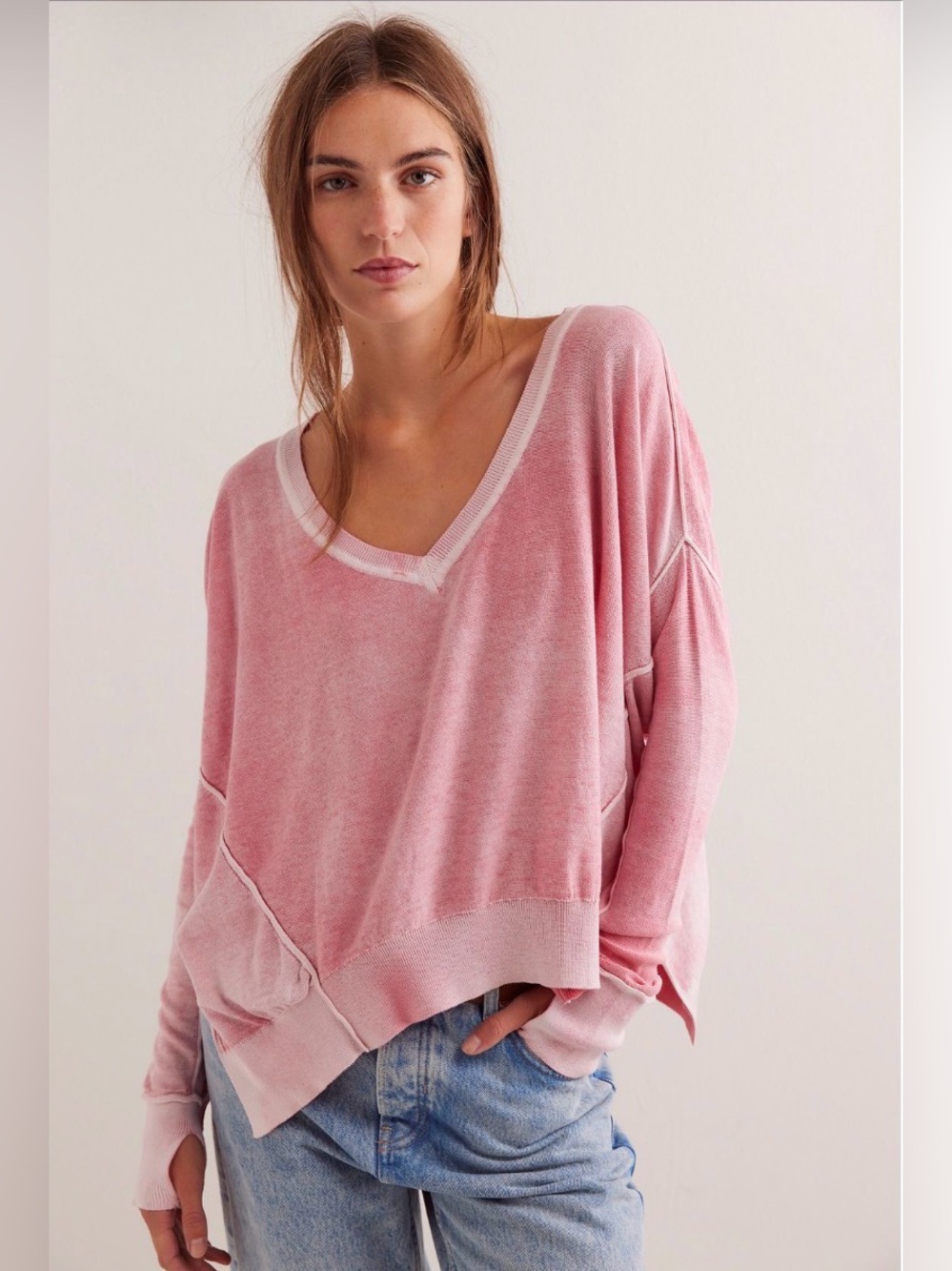 FREE PEOPLE We The Free Gibson V-Neck Pullover TOP